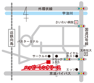 ハッピーレンタリース 地図